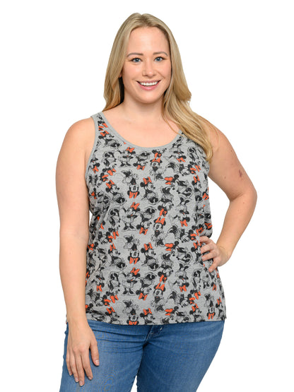 Disney Women's Plus Size Minnie Mouse Tank Top Shirt All-Over Print Red