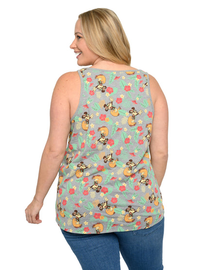 Disney Women's Plus Size Minnie Mouse Tank Top Tropical Hula Hawaiian Shirt