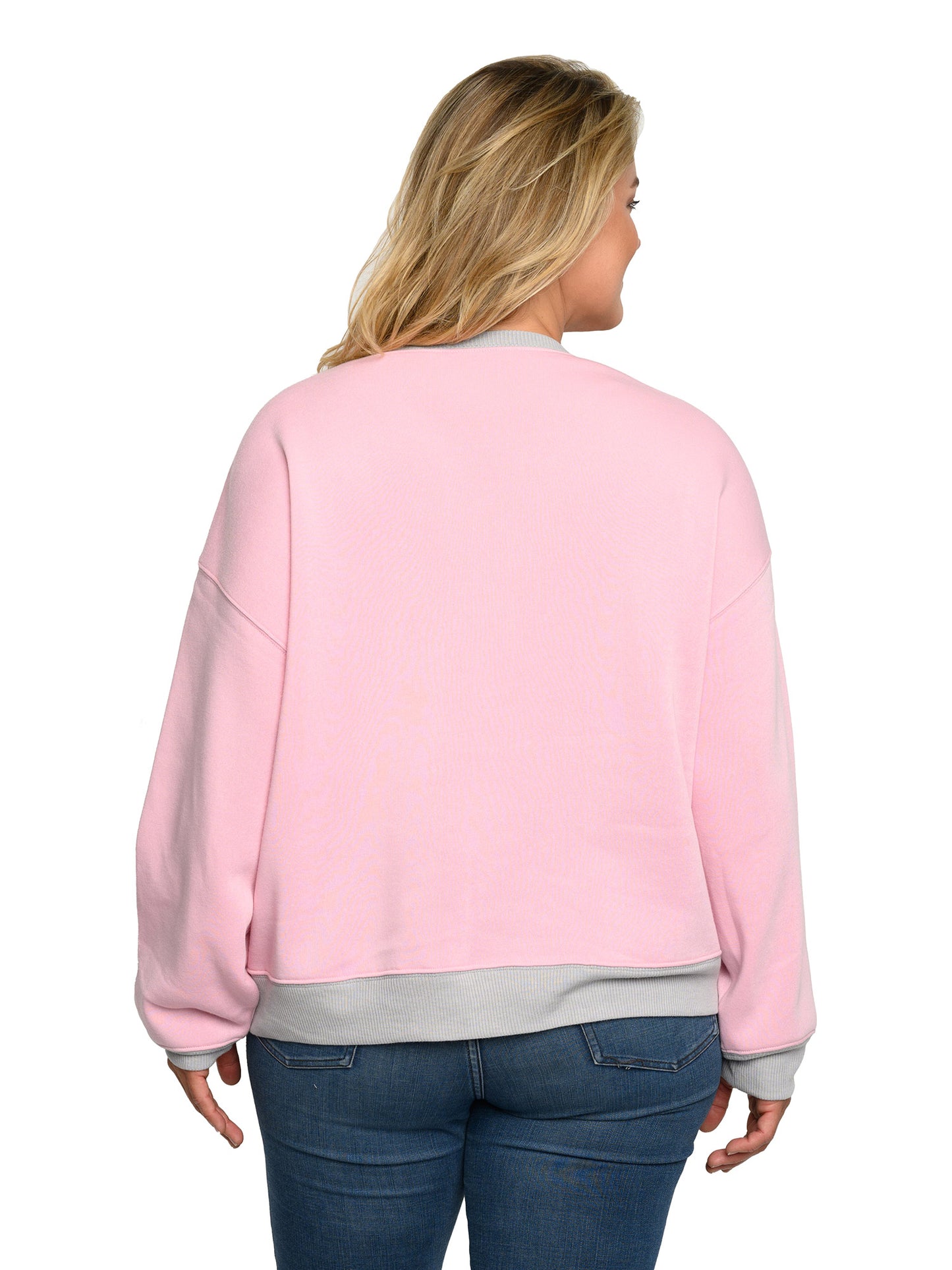 Disney Womens Plus Size Mickey Mouse Friends Fleece Long Sleeve Sweatshirt Pink