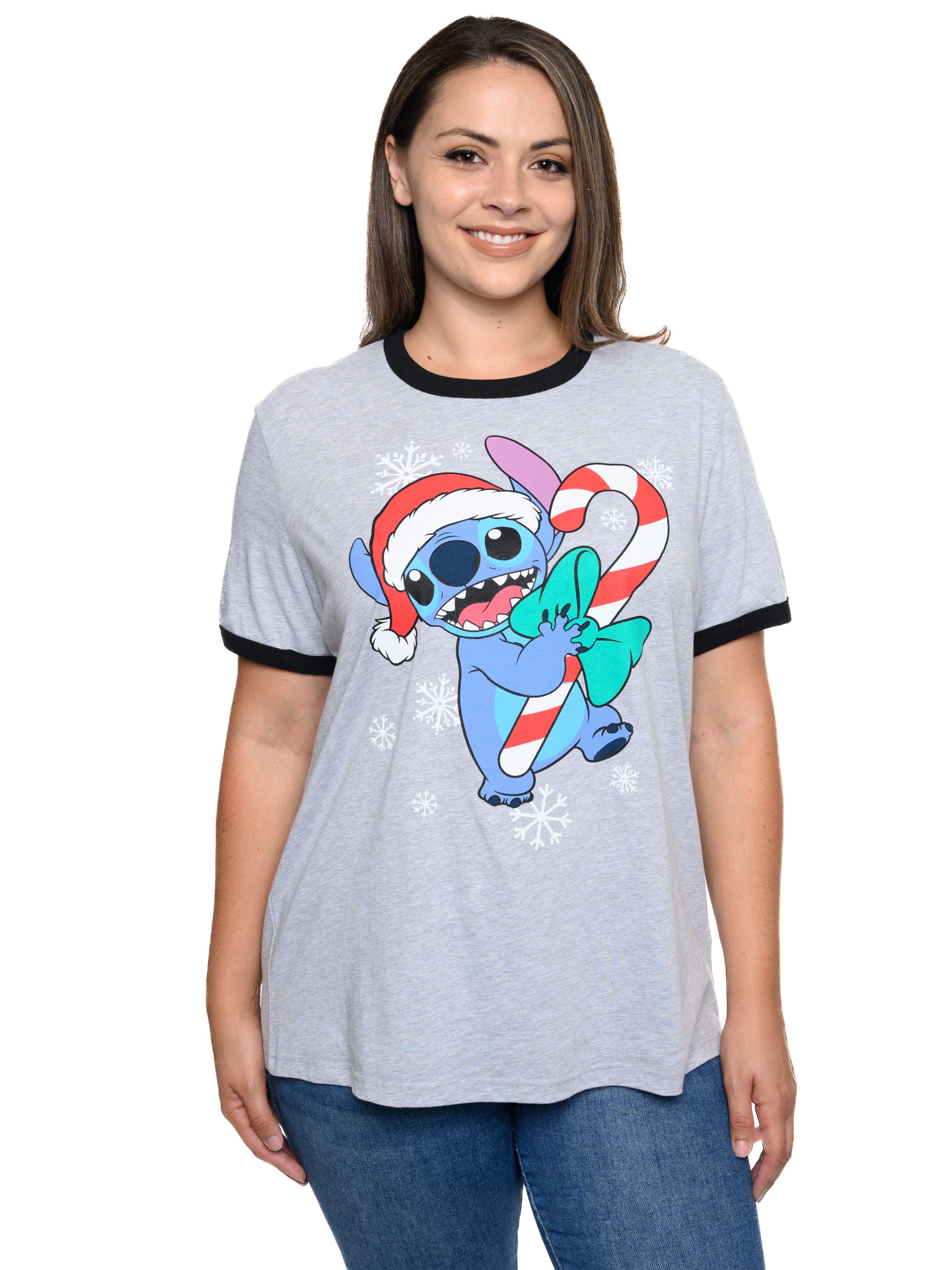 Stitch Christmas T-Shirt w/ Disney Lounge Pajama Pants Women's Plus Size Set