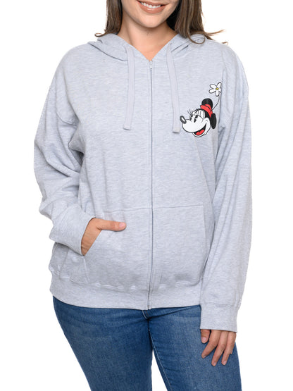 Mickey & Minnie Mouse Hoodie Sweatshirt Front Back Zip Women's Plus Size Disney