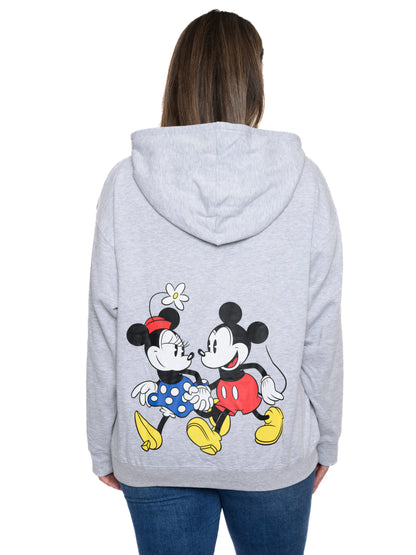 Mickey & Minnie Mouse Hoodie Sweatshirt Front Back Zip Women's Plus Size Disney