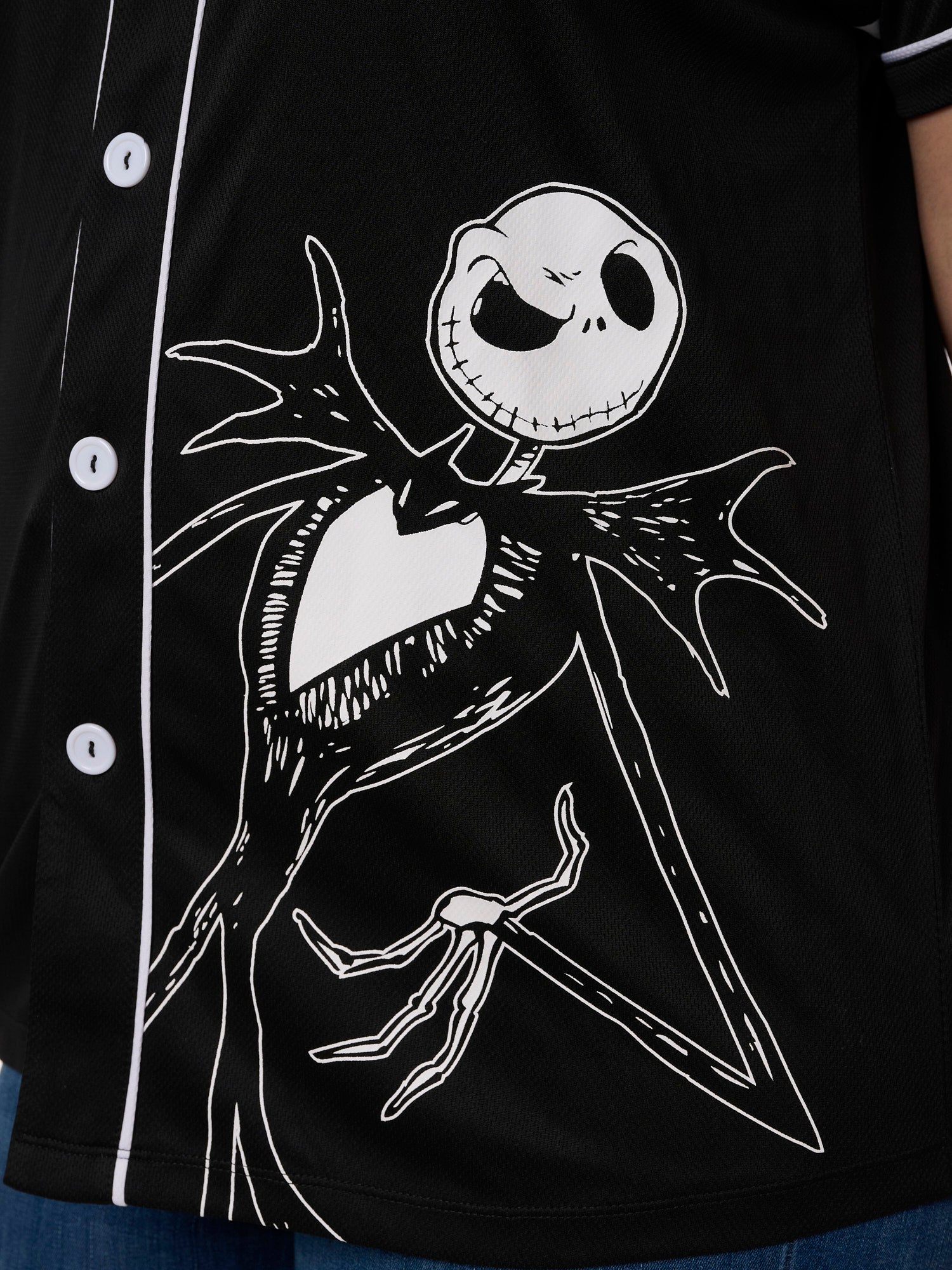 Women's Jack Skellington Baseball Jersey Shirt Nightmare Before Christmas Black