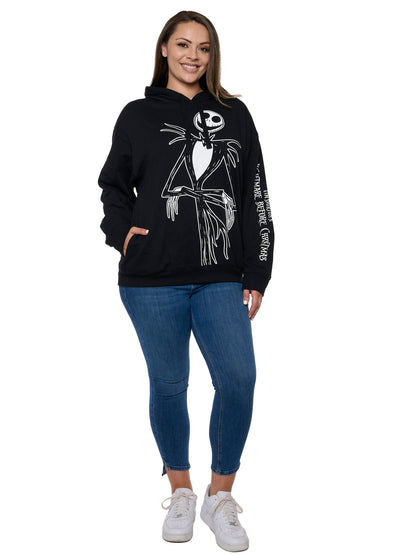 Womens Plus Size Jack Skellington Hoodie Pullover Nightmare Before Christmas