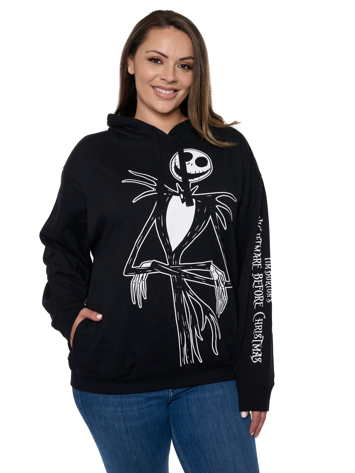 Womens Plus Size Jack Skellington Hoodie Pullover Nightmare Before Christmas