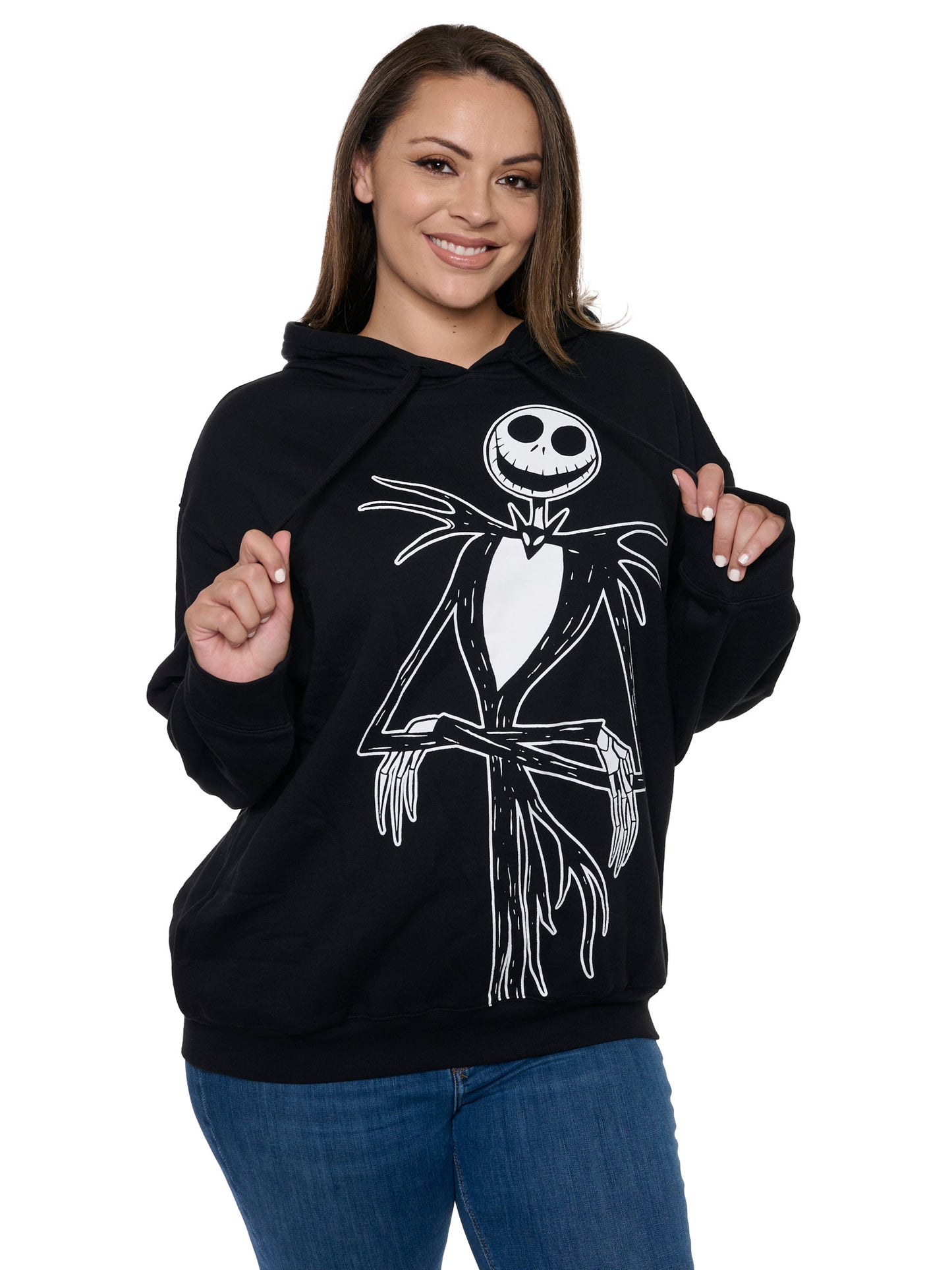 Womens Plus Size Jack Skellington Hoodie Pullover Nightmare Before Christmas