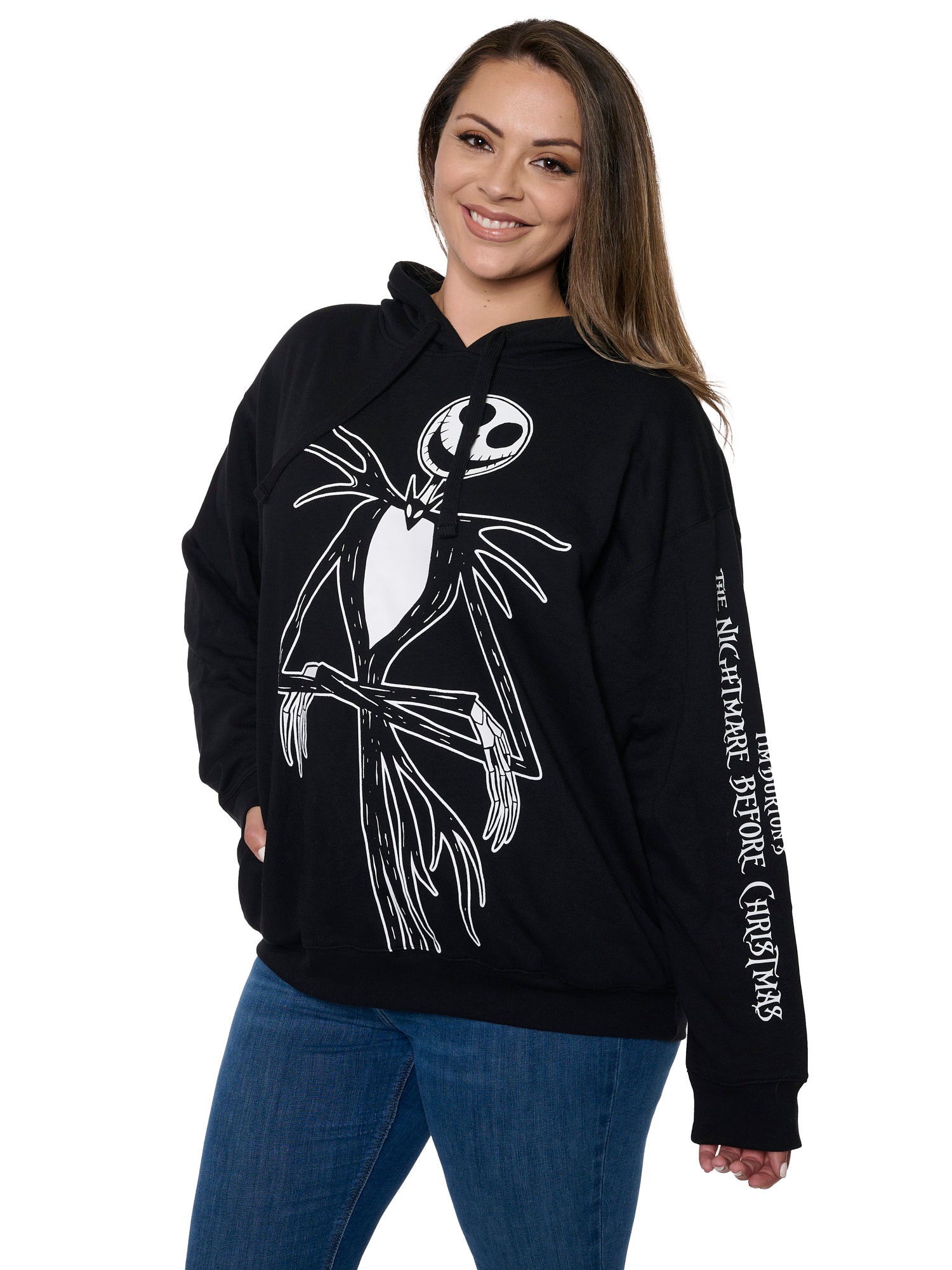 Womens Plus Size Jack Skellington Hoodie Pullover Nightmare Before Christmas