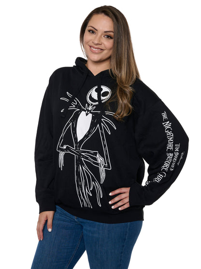 Womens Plus Size Jack Skellington Hoodie Pullover Nightmare Before Christmas