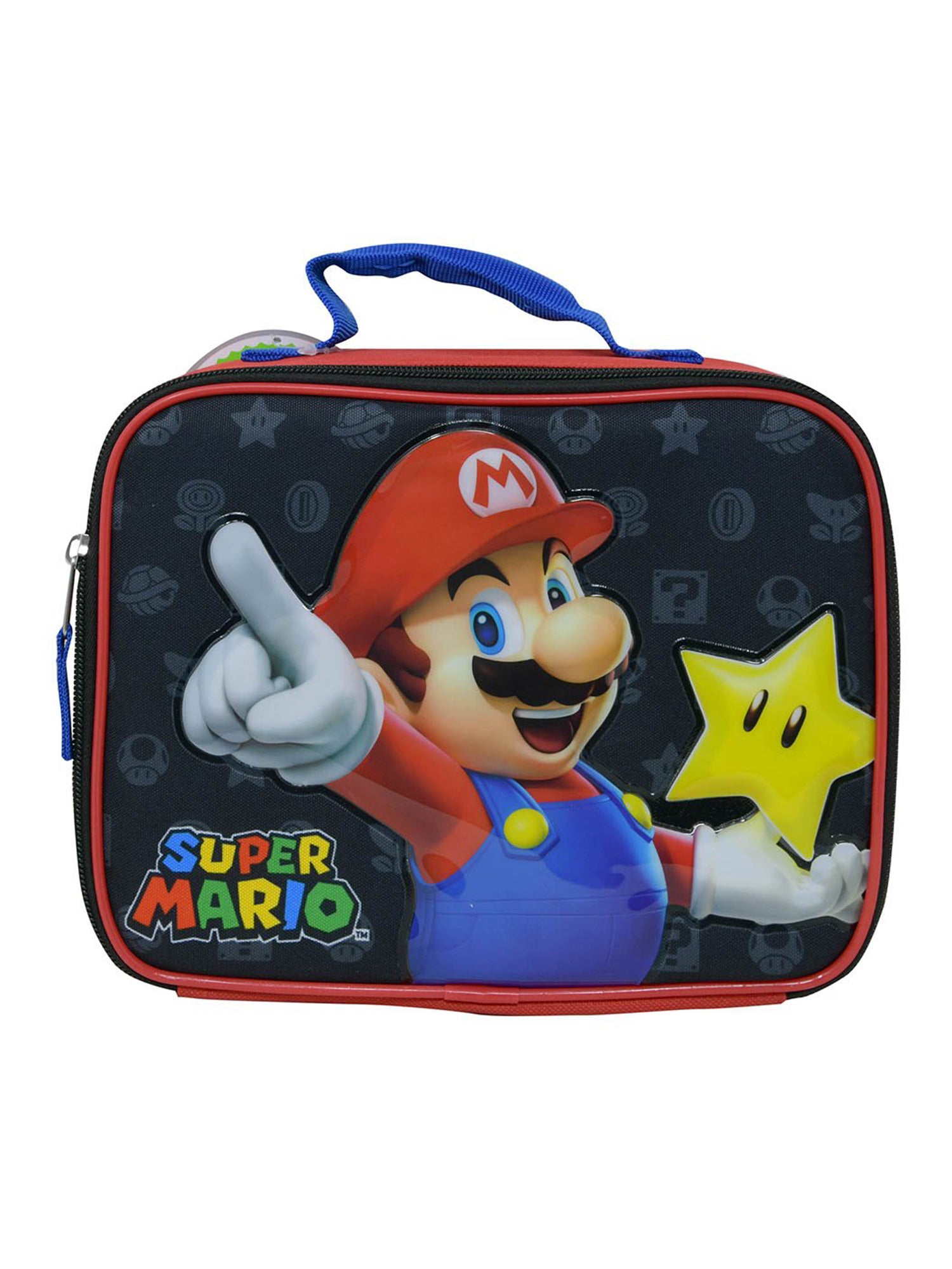 Nintendo Super Mario Insulated Lunch Bag Black Red Boys School Camp