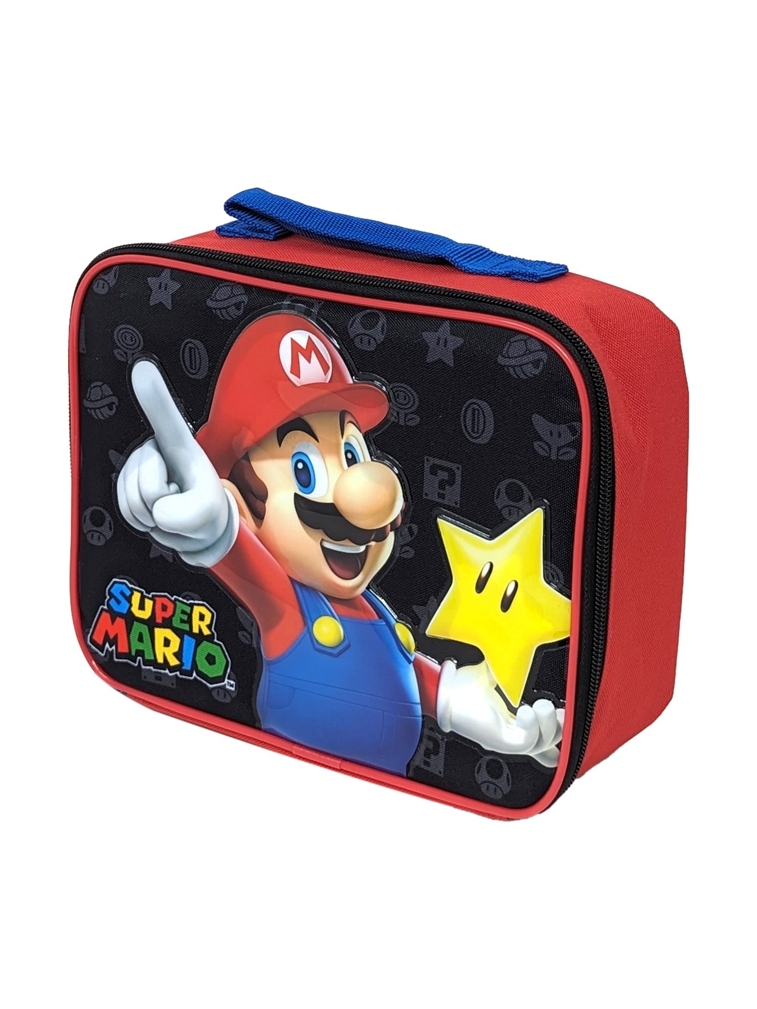 Nintendo Super Mario Insulated Lunch Bag Black Red Boys School Camp