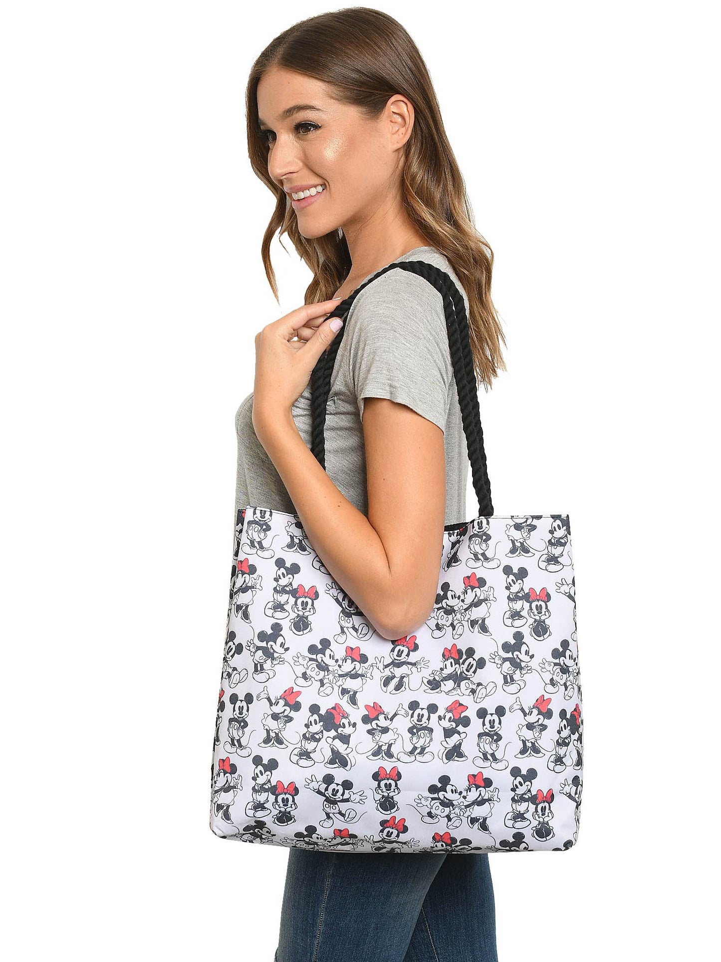 Mickey Minnie Mouse Tote Bag Rope Handle Carry-On Travel Disney Beach Bag