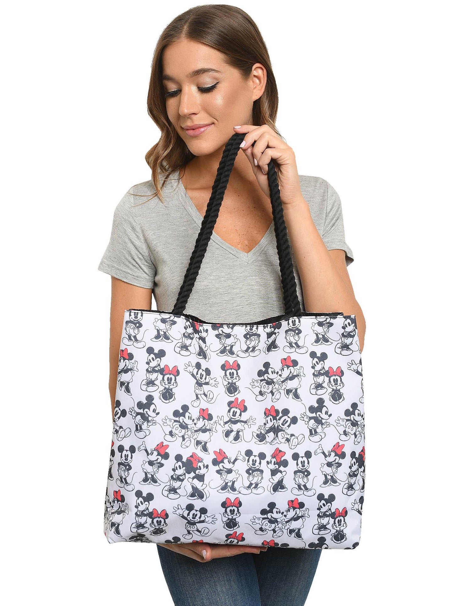 Mickey Minnie Mouse Tote Bag Rope Handle Carry-On Travel Disney Beach Bag