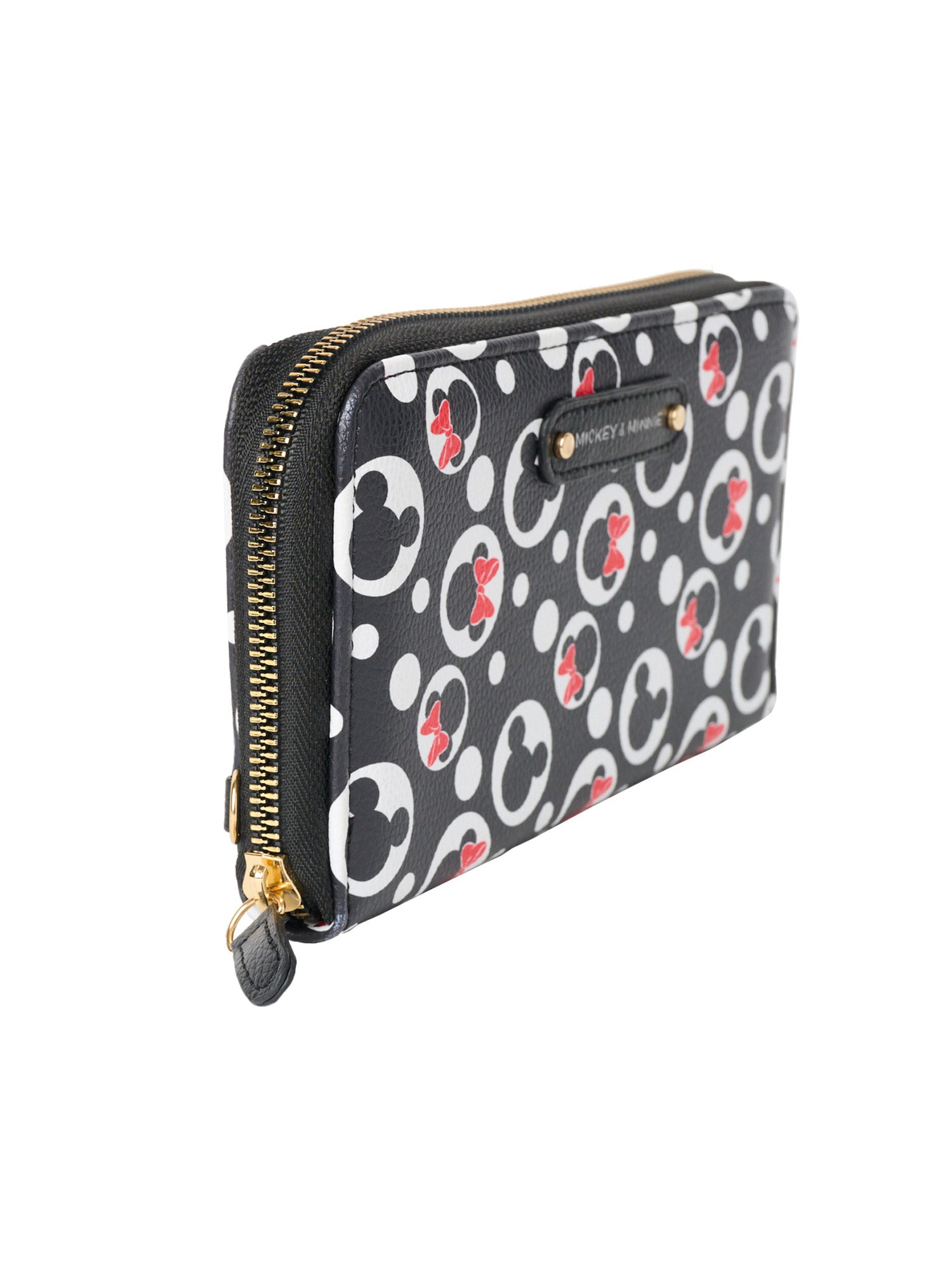 Women's Mickey & Minnie Zip Around Wallet Icons Black t All-Over Print Wristlet