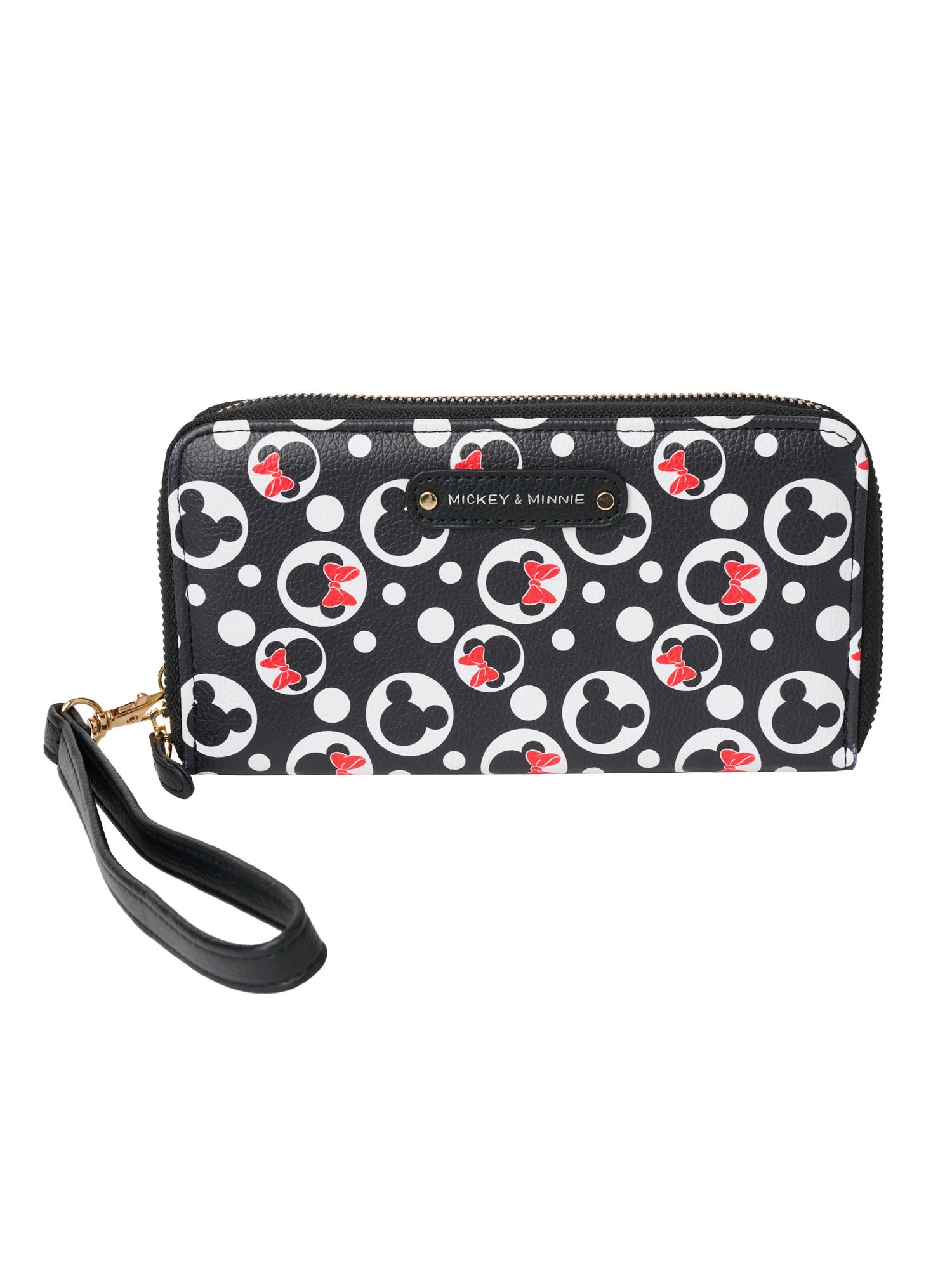 Women's Mickey & Minnie Zip Around Wallet Icons Black t All-Over Print Wristlet