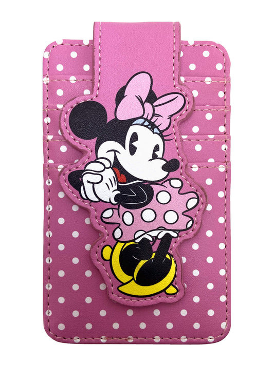 Womens Disney Minnie Mouse Polka Dot Card Holder Wallet Button Snap Closure