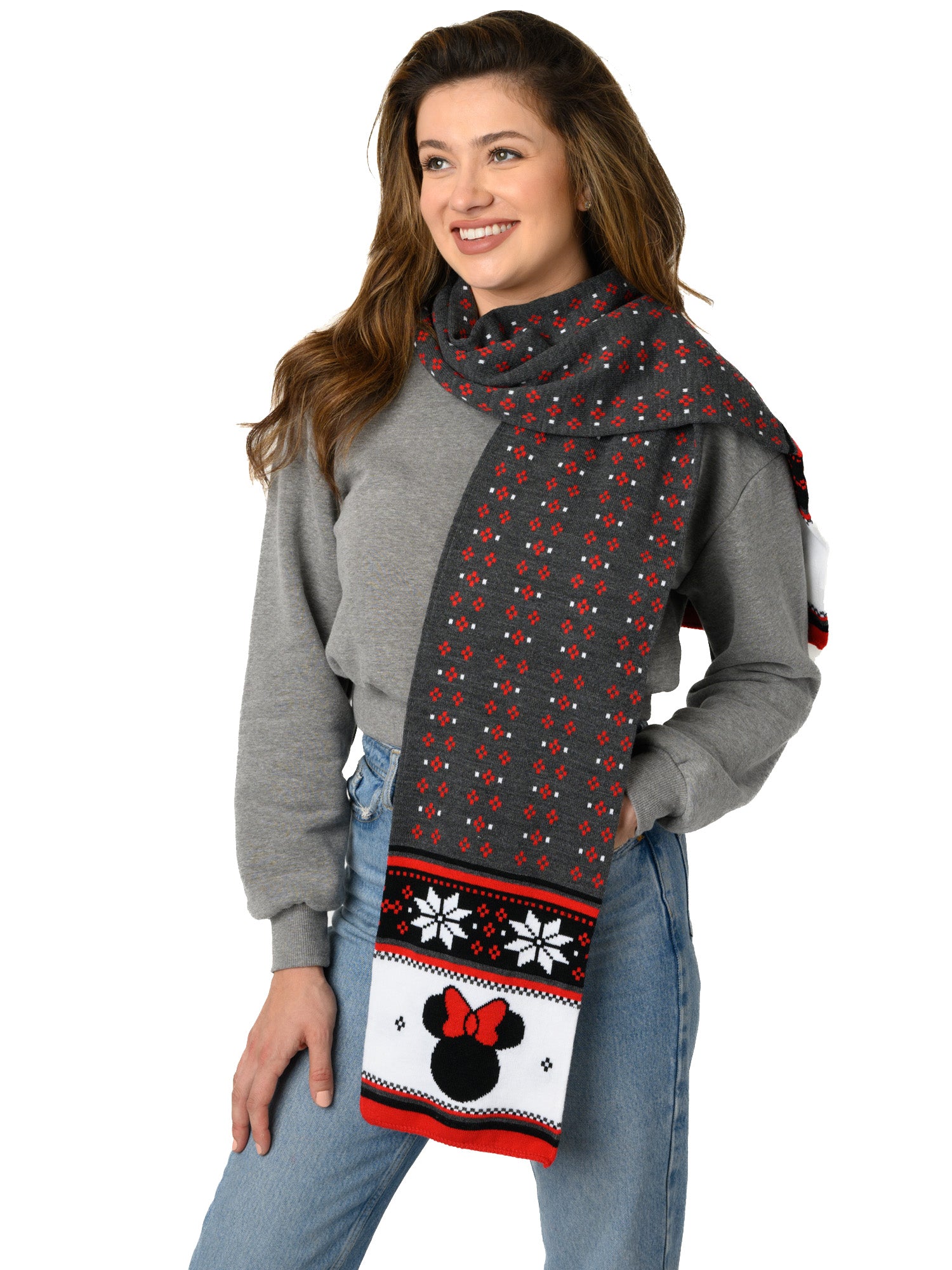 Adult Minnie Mouse Knit Scarf Disney Women Teen 70" Red Winter Cold Weather