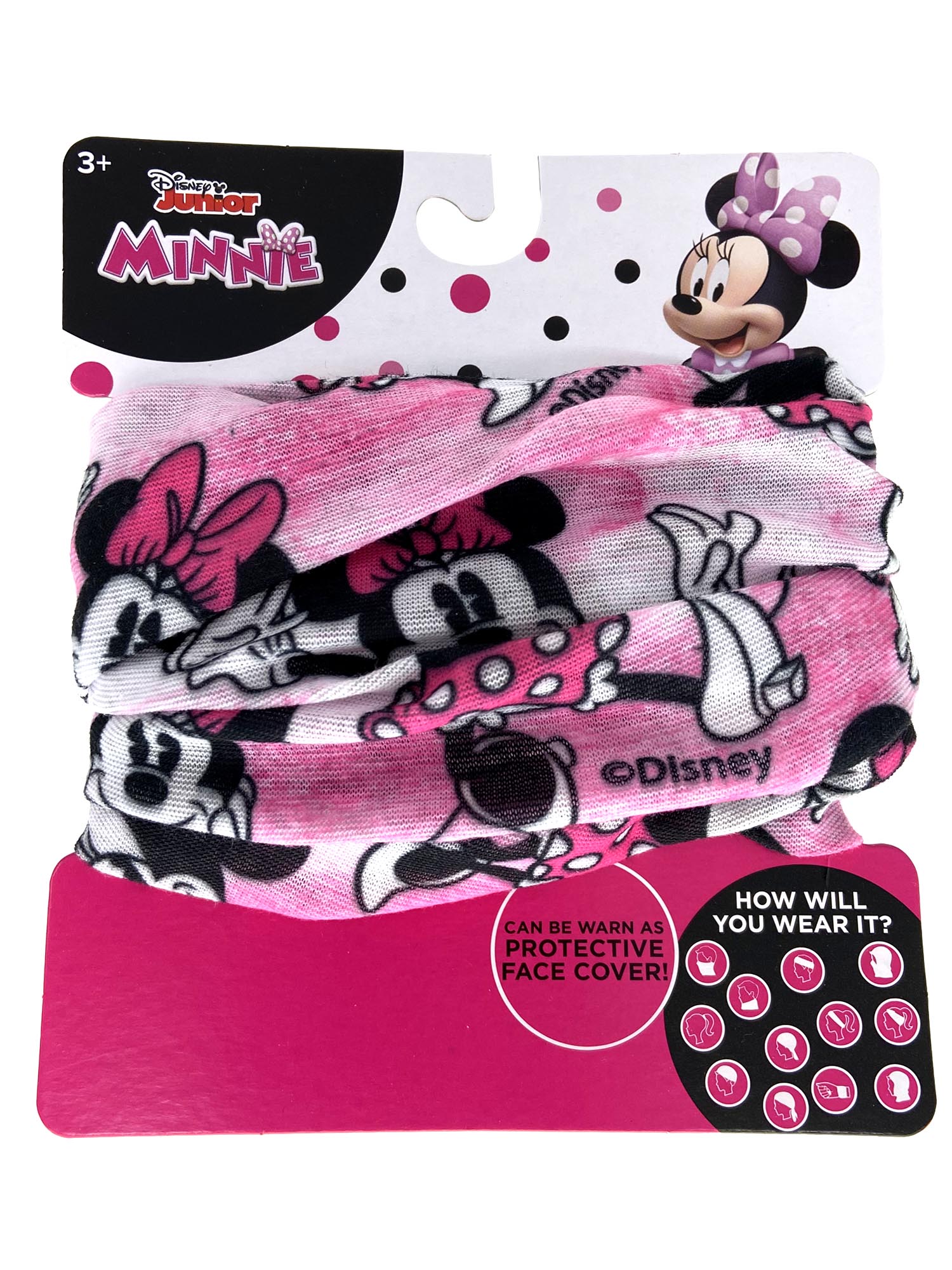 Disney Girls Kids Minnie Mouse All-Over Print Neck Gaiter Wrap Lightweight