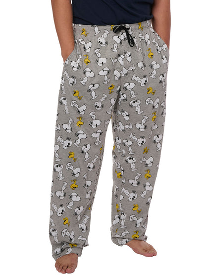 Men's Peanuts Snoopy Pajama Pants Lounge Wear Woodstock Gray