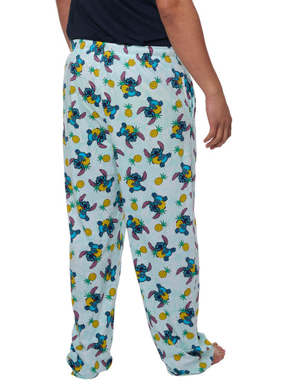 Men's Disney Stitch Pajama Pants Lounge Wear Hawaii Pineapples Blue