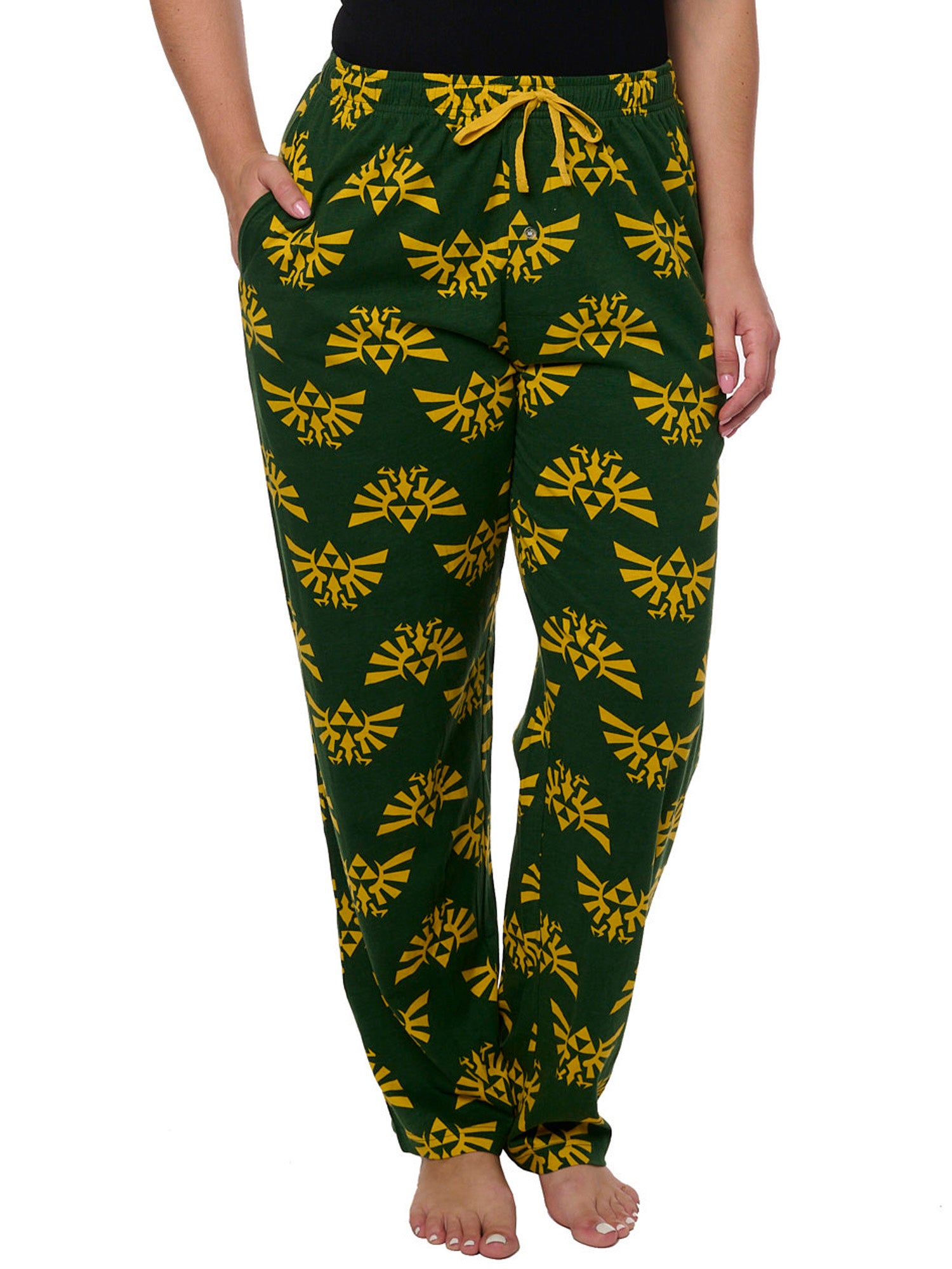 Legend of Zelda Women's Pajama Pants Lounge Wear Hyrule Triforce Green