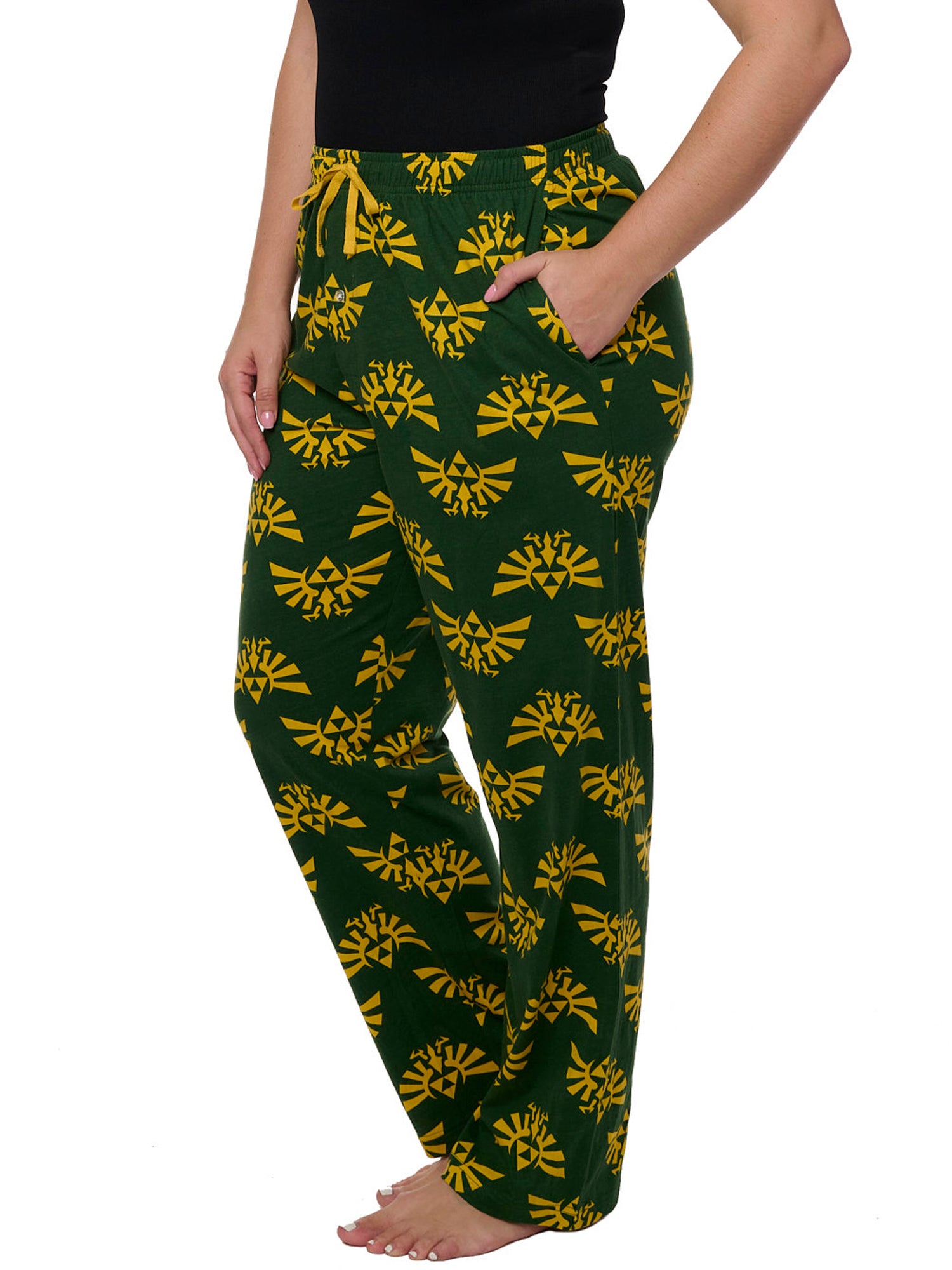 Legend of Zelda Women's Pajama Pants Lounge Wear Hyrule Triforce Green