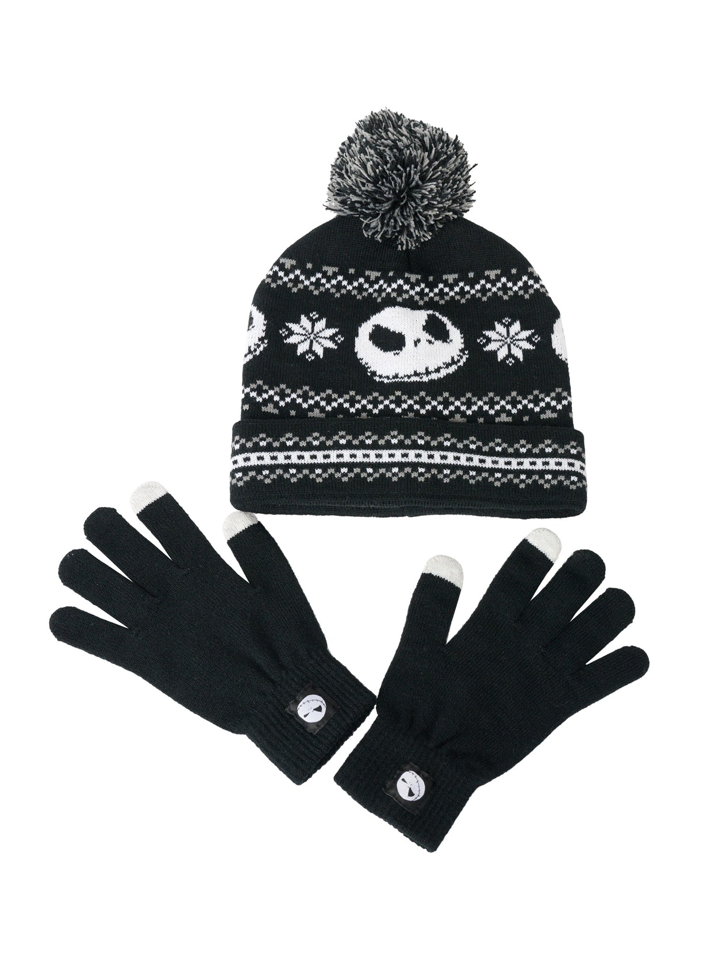 Men's Nightmare Before Christmas Knit Beanie Hat & Touch Screen Gloves Unisex