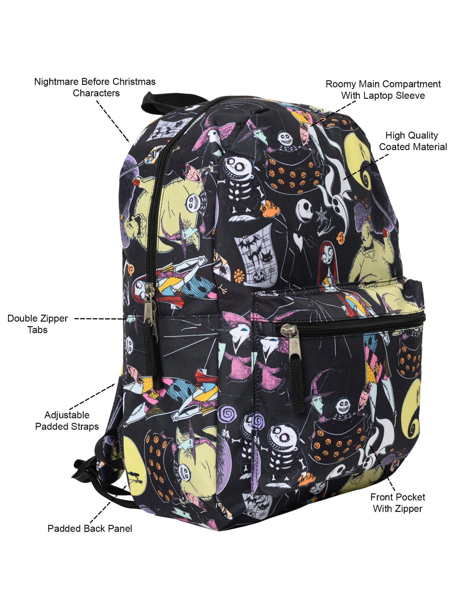 Nightmare Before Christmas Skellington Backpack 16" Laptop Deluxe Adult