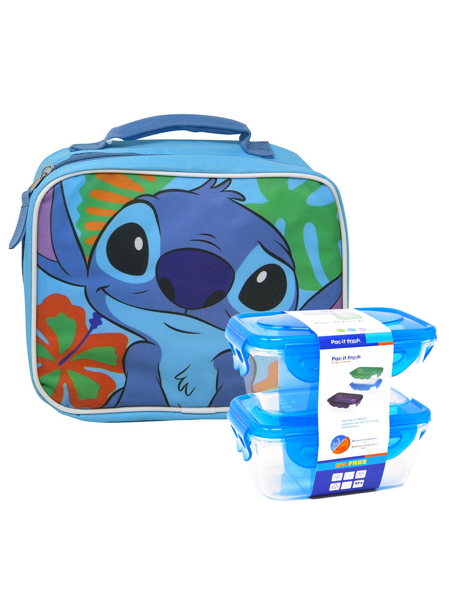 Disney Stitch Smiling Insulated Lunch Bag Experiment 626 w/ 2-Pack Containers