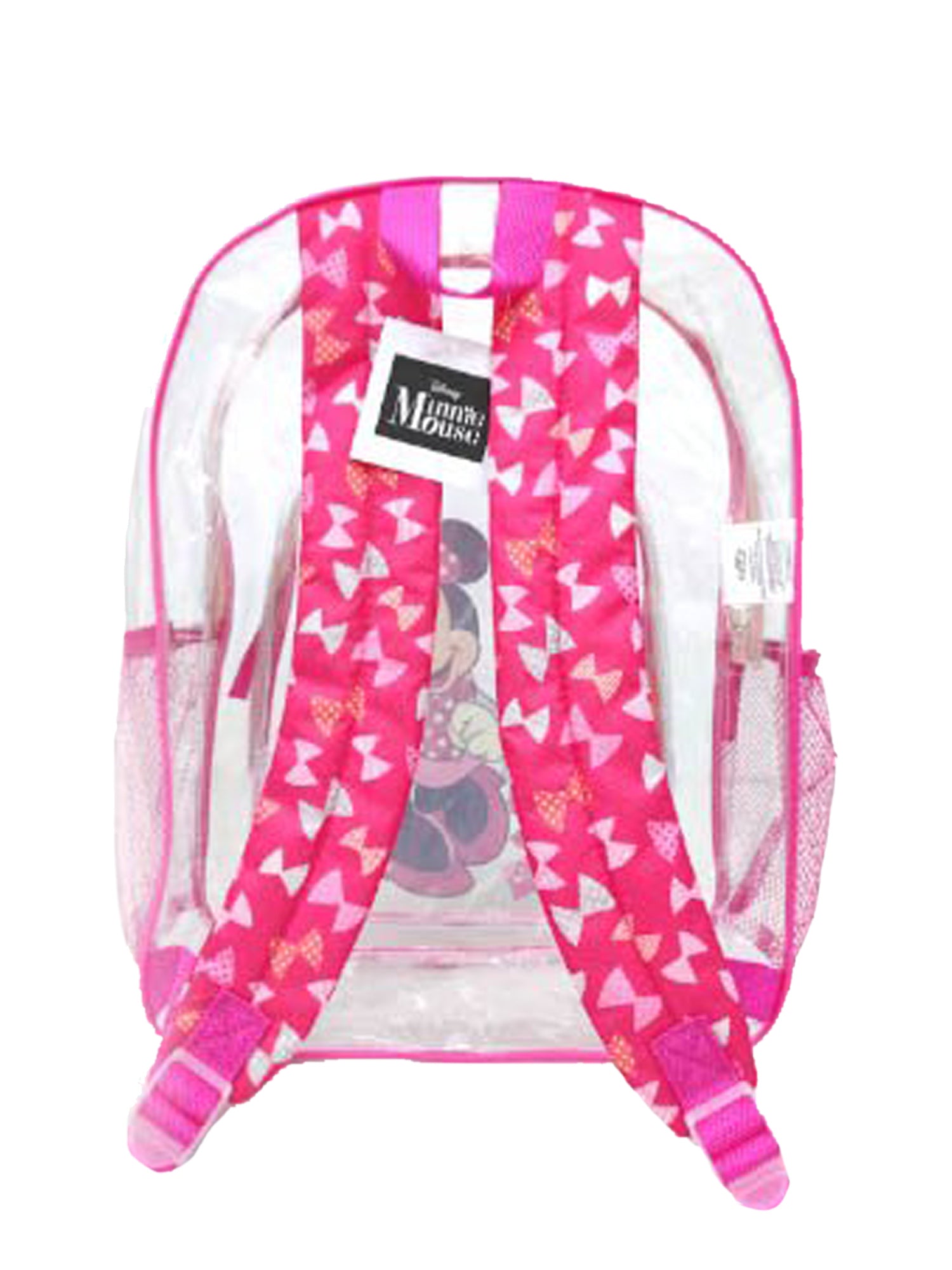 Disney Minnie Mouse Transparent Backpack 16" w/ Mesh Zipper Pencil Pouch Set