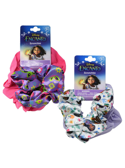 Encanto Scrunchies 4-Pack and Hair Brush Accessory Set Disney Girls Pink Purple