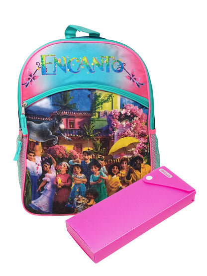 Girls Disney Encanto Backpack 16" w/ Pencil Case Luisa Mirabel Isabela Camilo