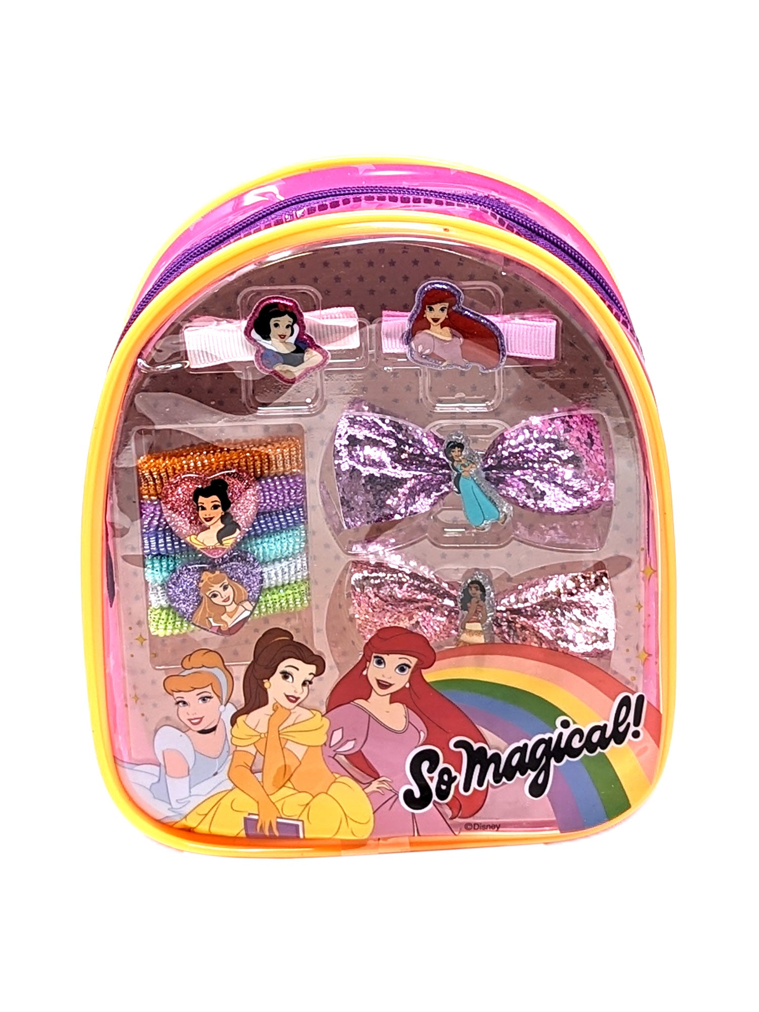 Disney Princesses Hair Accessory Backpack Girls Hair Clips Bows Ties (10-Pcs)