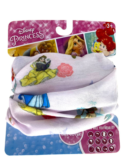 Kids Girls Disney Princess 10 Pack All-Over Print Neck Gaiter Wrap Lightweight