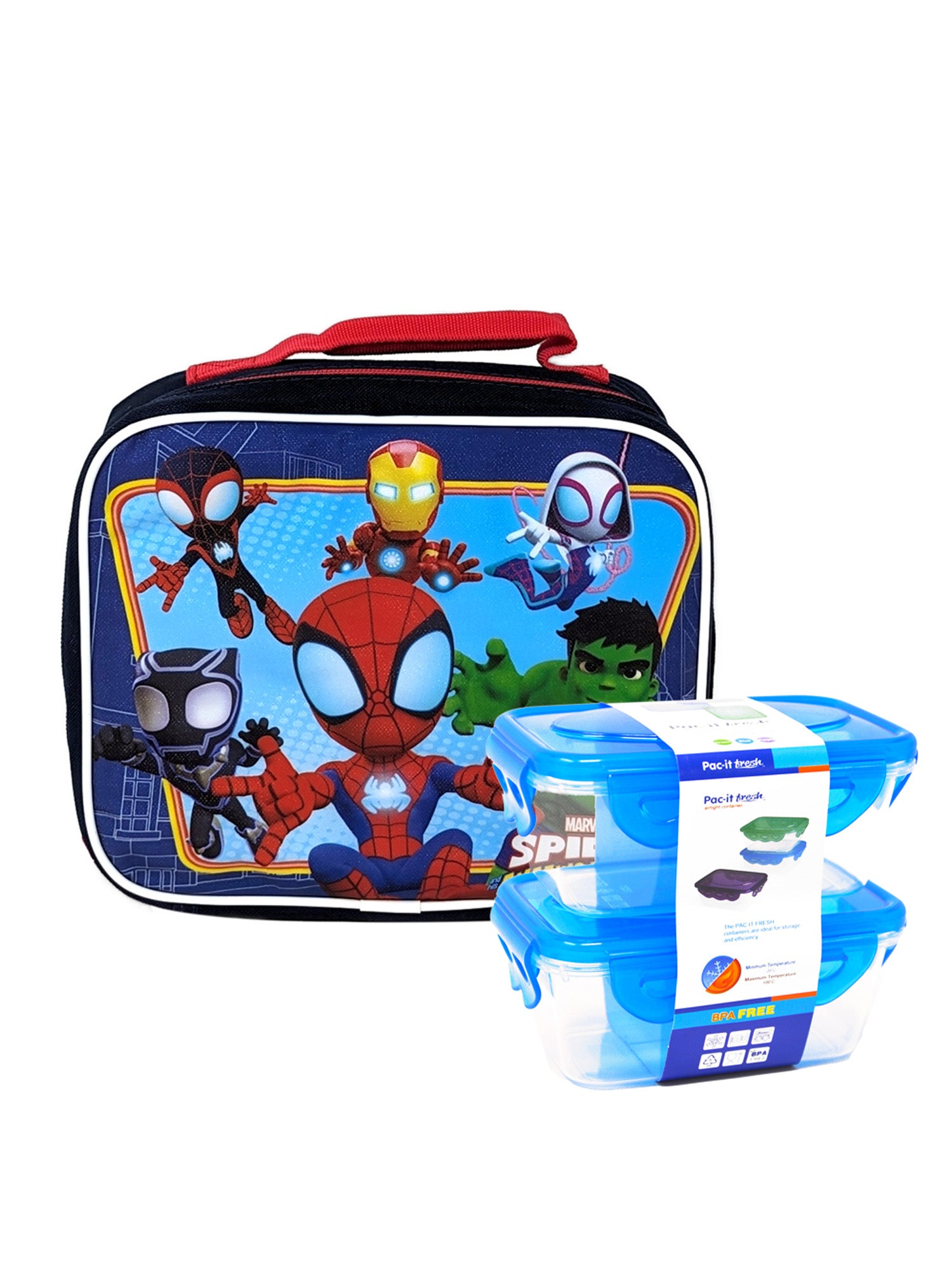 Marvel Spidey & Friends Insulated Lunch Bag w/ 2-Piece Food Container Set