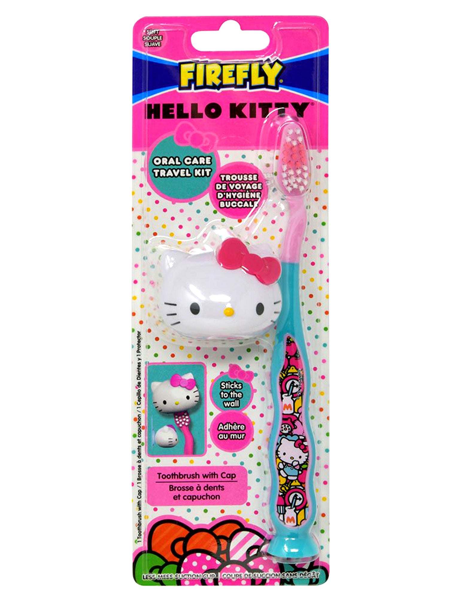 Hello Kitty Backpack 11" Mini Pink & Sanrio Suction Toothbrush w/ Cover Cap Set