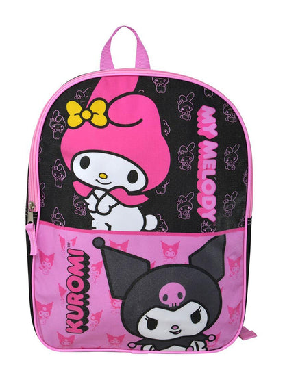 My Melody & Kuromi Backpack 15" Sanrio Hello Kitty Plain Front