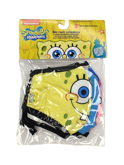 Kids Spongebob Squarepants Patrick Reusable Face Masks w/ Pink Strap 4 Pack