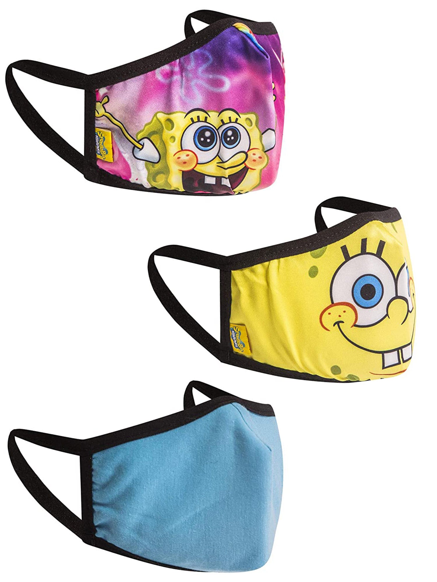 Kids Spongebob Patrick Reusable Face Masks 3 Pack Rainbow Krabby Patty