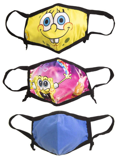 Kids Spongebob Patrick Reusable Face Masks 3 Pack Rainbow Krabby Patty