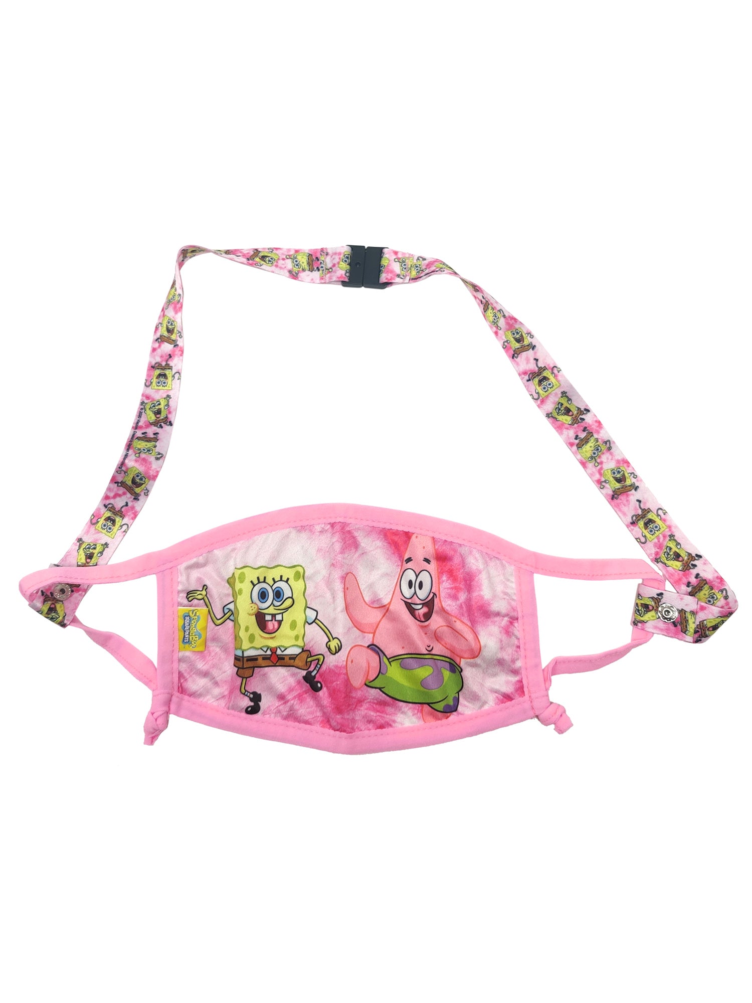 Kids Girls Spongebob Squarepants Reusable Face Mask Pink w/ Removable Strap