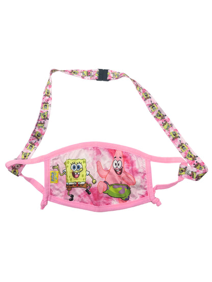 Kids Girls Spongebob Squarepants Reusable Face Mask Pink w/ Removable Strap