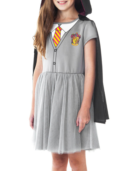 Girls Harry Potter Hermione Halloween Costume Dress Hooded Cape Cosplay Dress Up