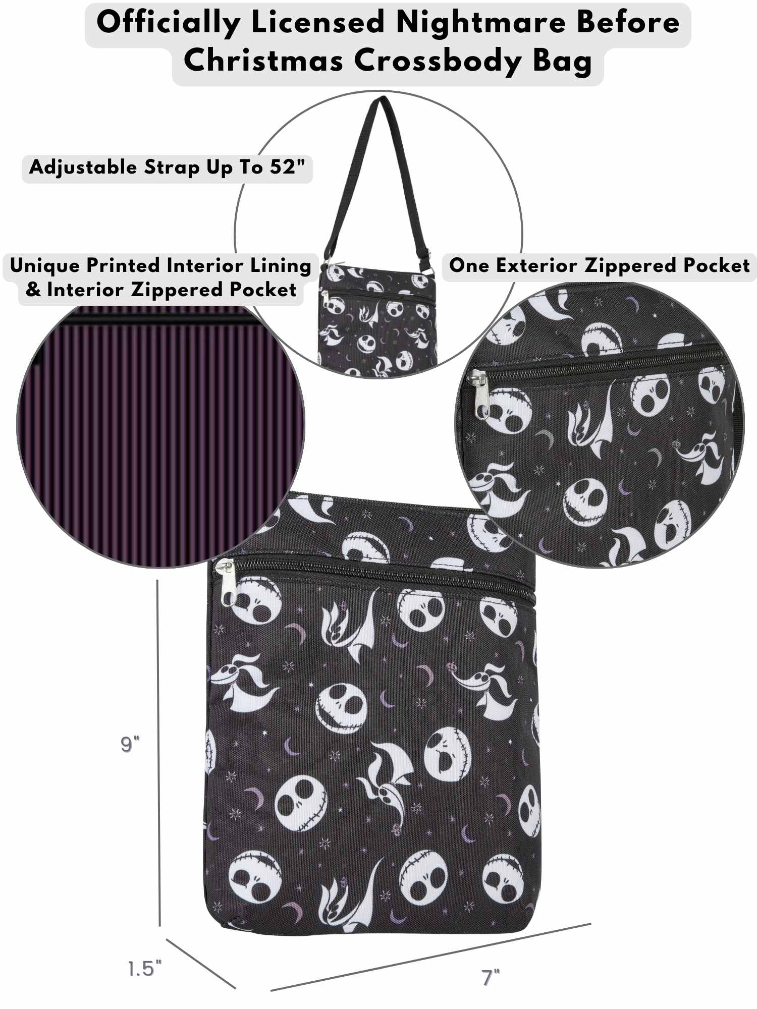 Nightmare Before Christmas Passport Bag Travel Women's Disney Crossbody Purse