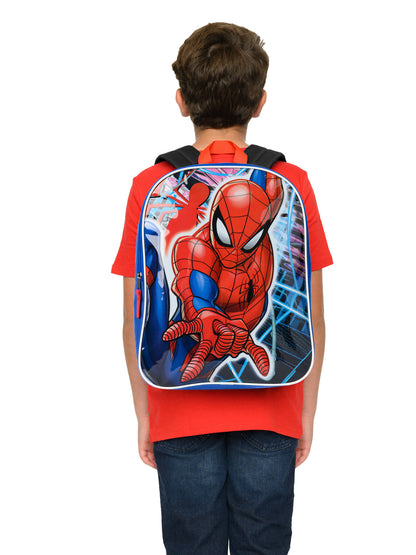 Spider-Man Backpack 15" Peter Parker Superhero w/ Marvel 4-Sheet Sticker Book