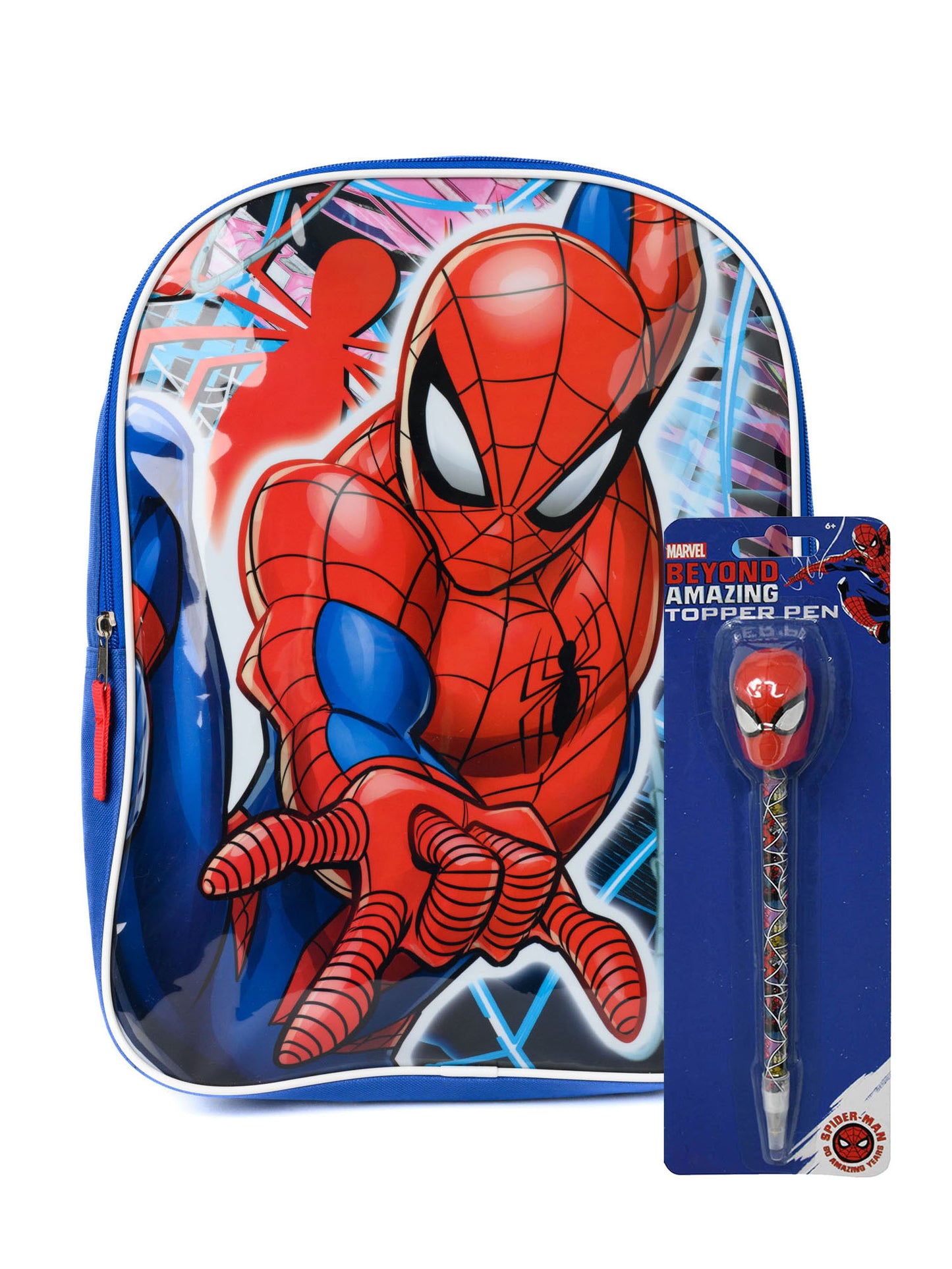 Spider-Man Backpack 15" Peter Parker Superhero w/ Marvel Topper Pen Set