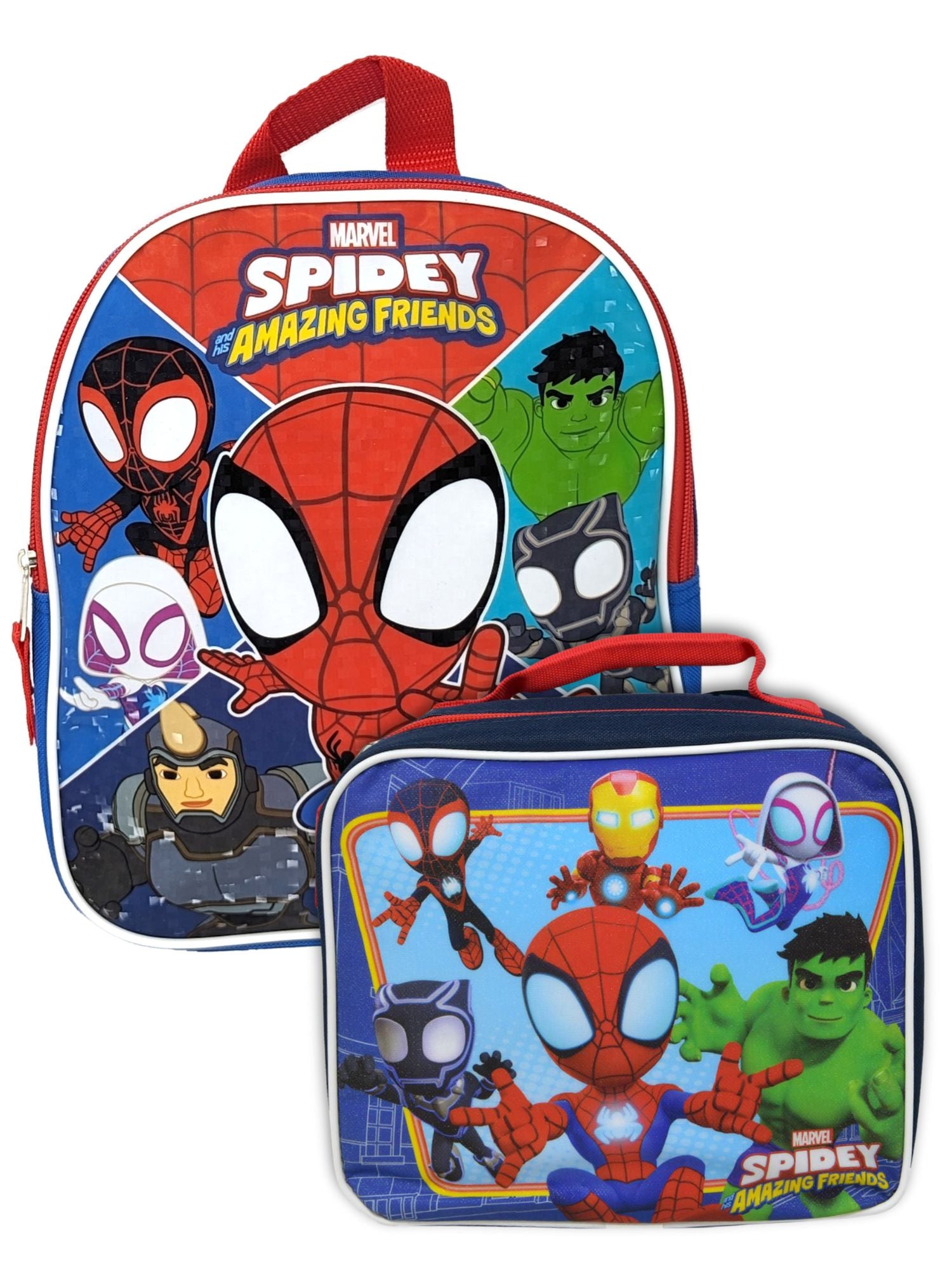 Spider-Man & Friends Backpack 11" w/ Marvel Spidey Insulated Lunch Bag Set