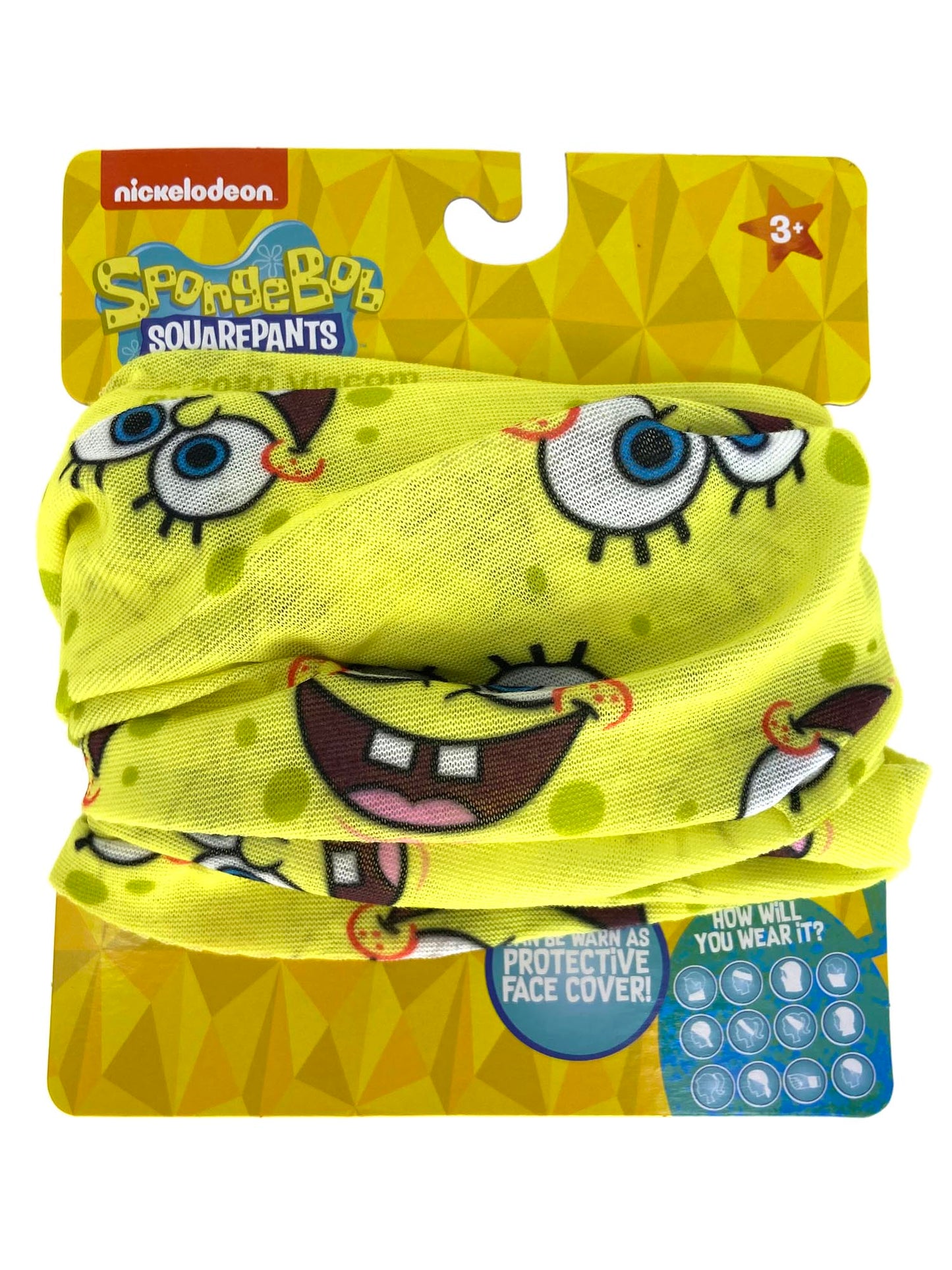 Kids Boys Spongebob All-Over Print Neck Gaiter Wrap Lightweight Versatile