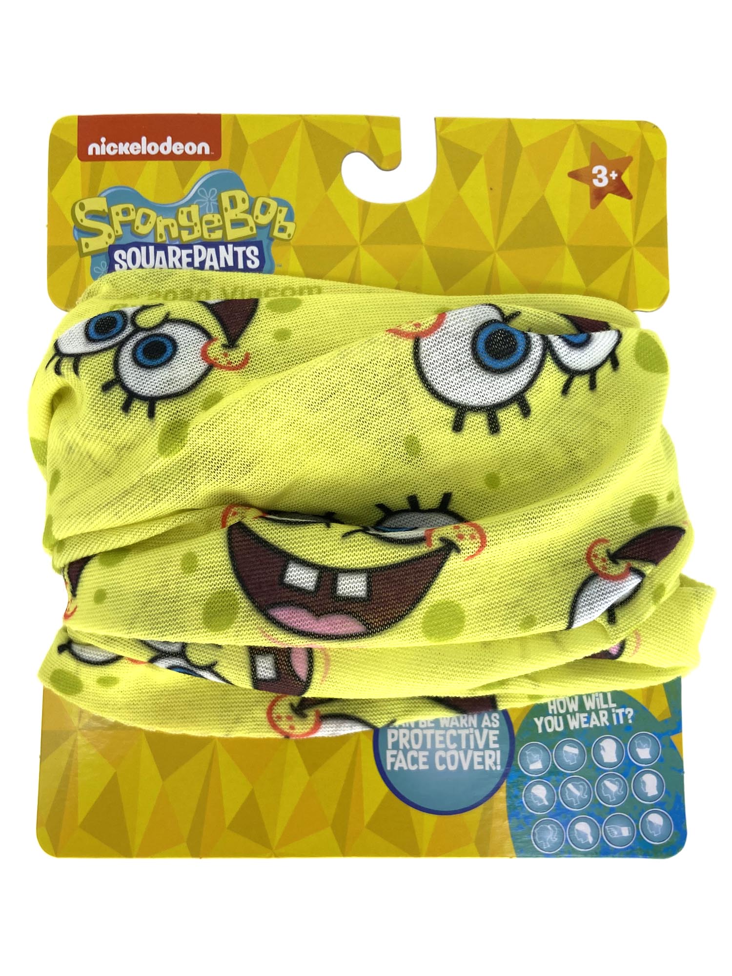 Kids Boys Spongebob All-Over Print Neck Gaiter Wrap Lightweight Versatile