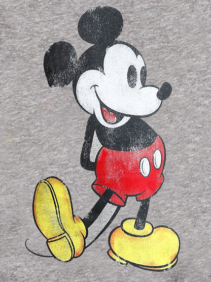 Boys Disney Classic Mickey Mouse T-Shirt Short Sleeve Distressed Light Gray