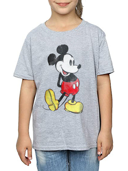 Girls Classic Distressed Mickey Mouse Short Sleeve T-Shirt (XS Only)